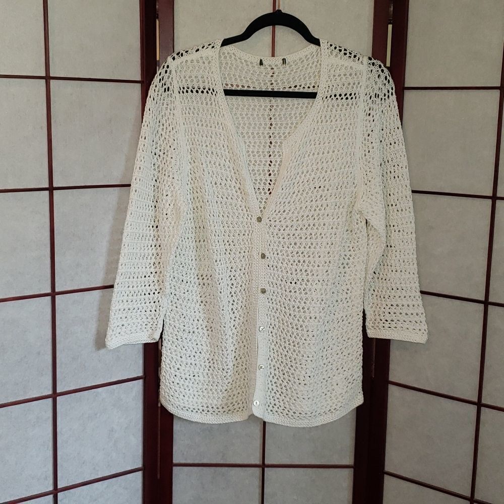 Ladies White Fishnet Cover Sweater